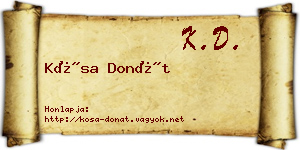 Kósa Donát névjegykártya